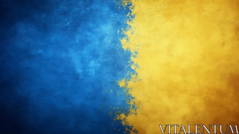 Vivid blue and yellow textures merge in bold abstract balance