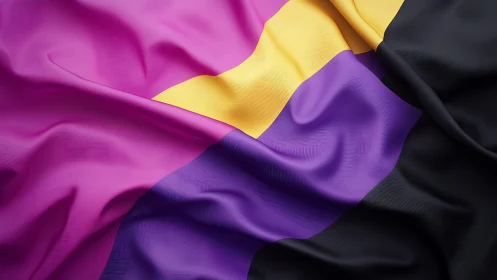Tricolor fabric flag with magenta, yellow, purple, black bands