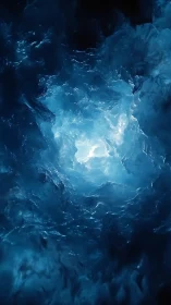 Luminescent ice cavern vortex with deep cyan diffusion.