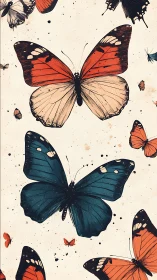 Butterflies drift across an ink-splattered cream sky.