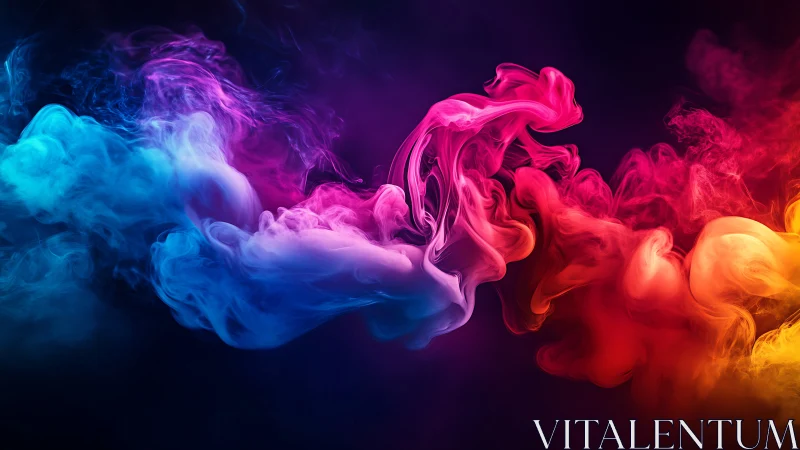 Chromatic smoke plumes merge across a deep gradient void