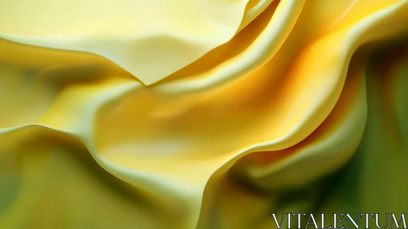 Yellow fabric folds in smooth abstract layered waves.