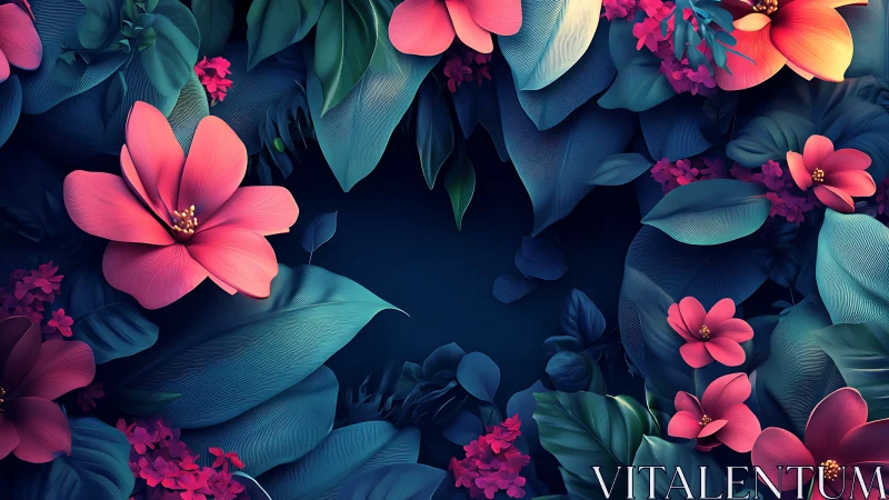 Neon Floral Composition with Gradient Layering.