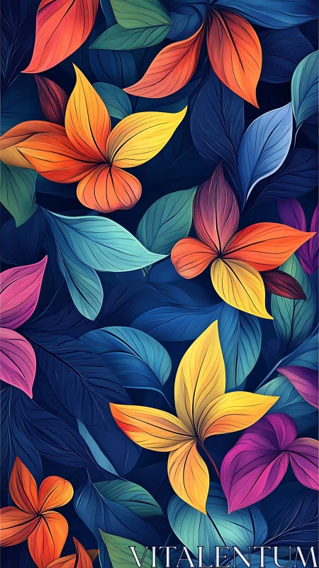 Nocturne garden of neon petals in swirling chromatic bloom.