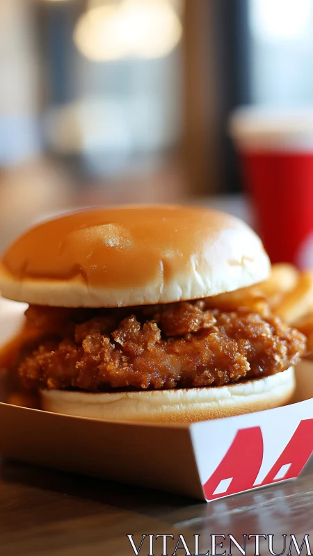 Crispy Golden Fried Chicken Sandwich with Fries