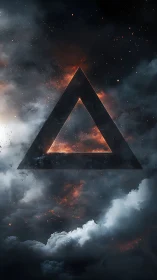 Triangular void suspended in stormy nebular clouds.