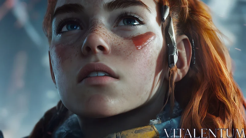 Freckled skyward scout with ember hair and steel resolve.