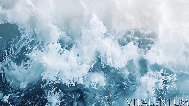 Roaring ocean waves dance in bright foamy turquoise water
