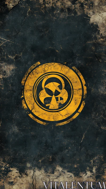 Yellow biohazard emblem centered on distressed dark wall