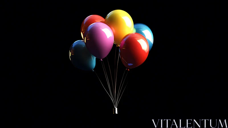 Luminous Balloons Float Through Midnight Darkness