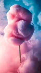 Dreamy pink cotton candy floating in soft pastel clouds.