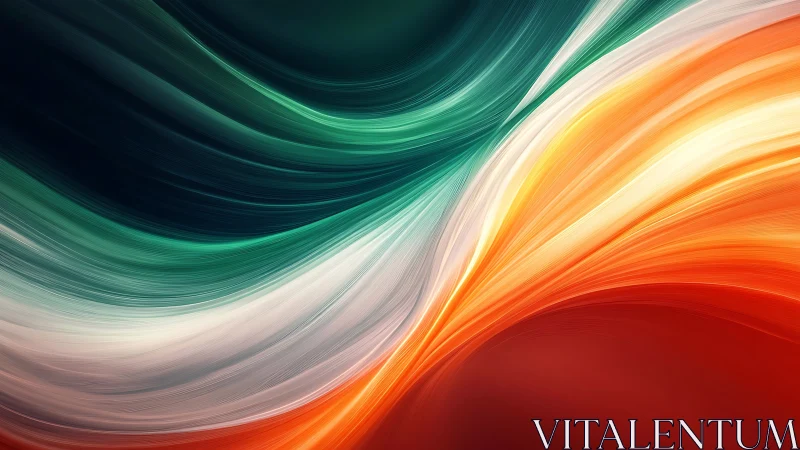 Ribboned aurora of teal, white and ember-orange in flight.