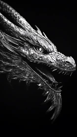 Silver dragon in shadow, poised between myth and metal.