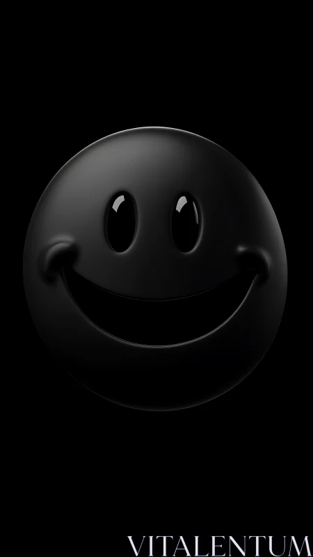 Monochrome 3D smiley sphere with high-gloss specular lighting.