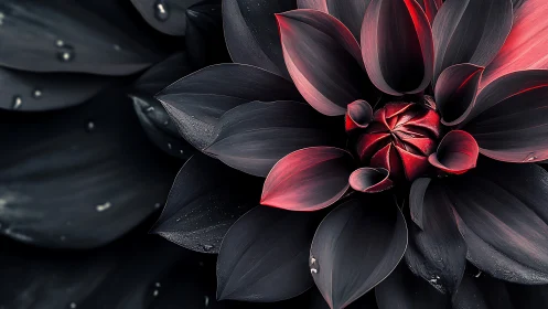 Crimson Petals Unfold Against Darkness, Glowing with Inner Fire.
