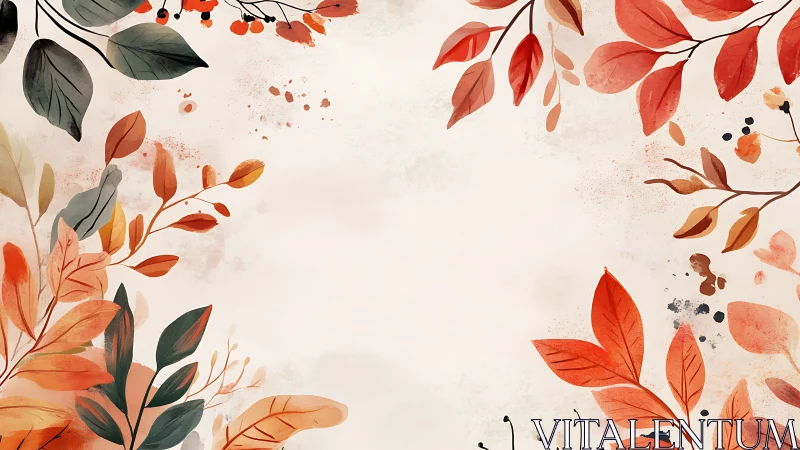 Gentle autumn leaves framing a cozy blank canvas of calm.