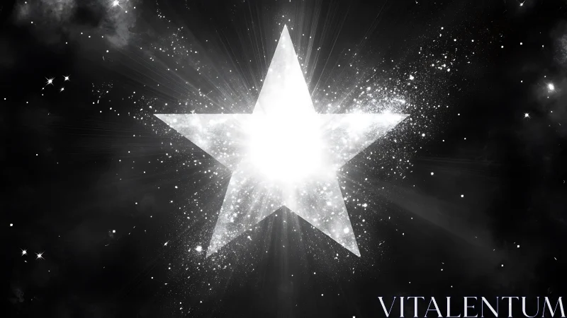 Radiant white star glows warmly in a dreamy night sky