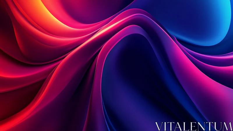 Curved gradient surfaces form luminous abstract wave topology