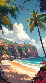 Tropical Paradise: Clifftop Villa Overlooking Golden Shores.