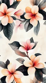 Botanical Five-Petal Floral Composition Rendered in Gradient Watercolor Technique