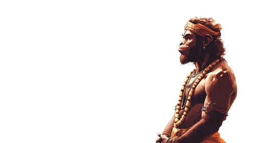 Stoic monkey warrior studies silence on an endless white