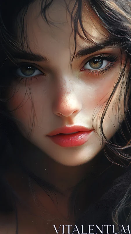 Haunting close-up portrait captures ethereal feminine beauty