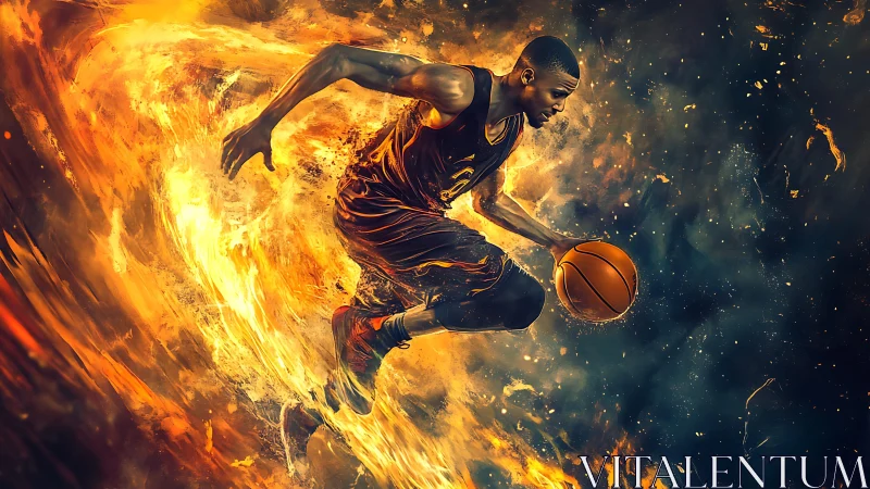 Kinetic basketball dunker traversing turbulent plasma vortex.