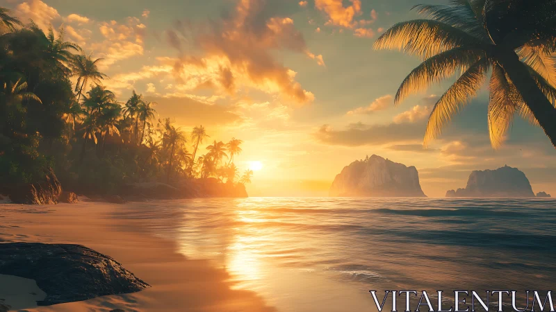 Golden Hour Magic: Island Paradise at Sunset.