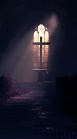 Sanctuary of dusk light where rose-tinted prayers linger.