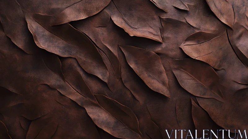 Layered embossed leather leaves form dense sculptural surface