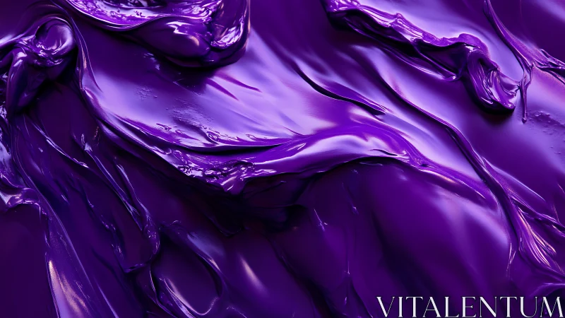 Vivid molten violet paint flows in glossy liquid waves