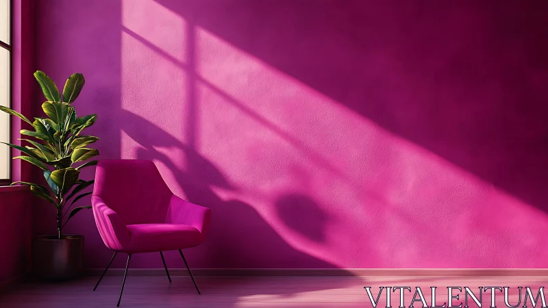 Cozy magenta reading nook glowing with soft afternoon light.