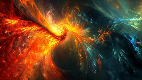 Solar flare vortex spiraling through prismatic cosmic void.