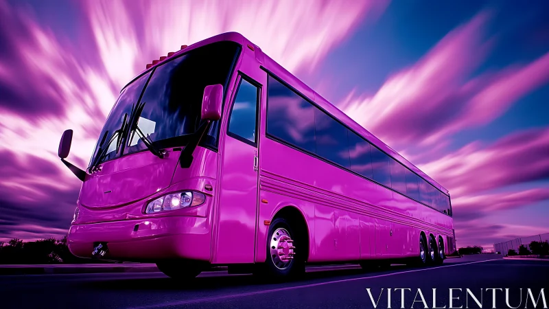 Chromatic long-exposure study of magenta intercity coach vehicle.