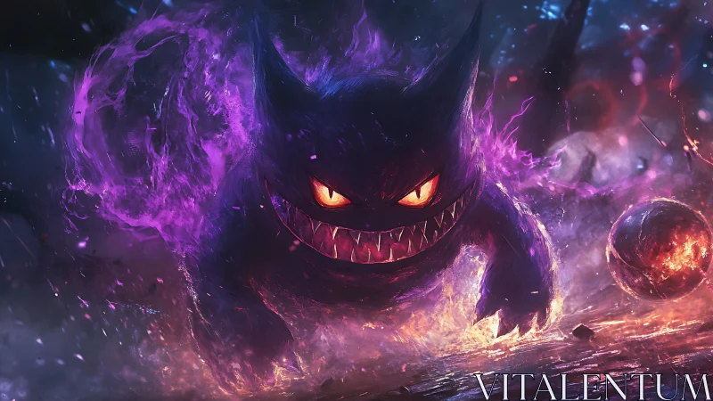 Ghostly creature charges through burning void in vivid light