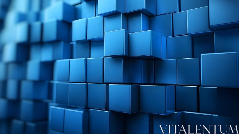 3D extruded blue cube matrix with staggered modular depth