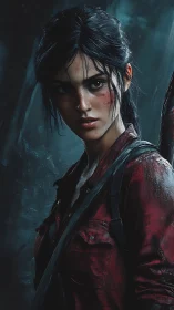 Battle-worn survivor stands in rain-soaked jungle clearing