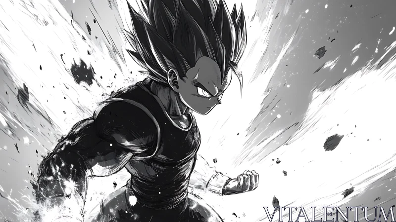 Stormborn warrior charging through monochrome cosmic fury.