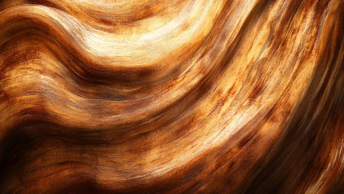 Curved golden brown wood grain surface in close detail