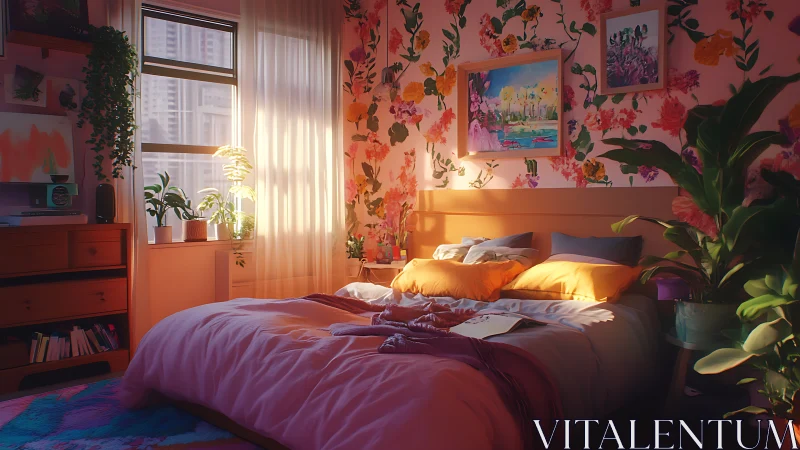 Sunlit petals spill softly across a dreamy bedroom refuge