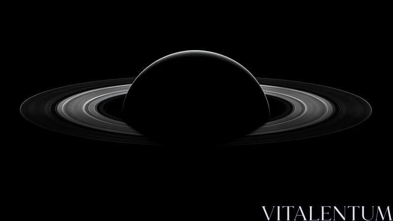 Backlit ringed planet silhouette reveals luminous orbital bands