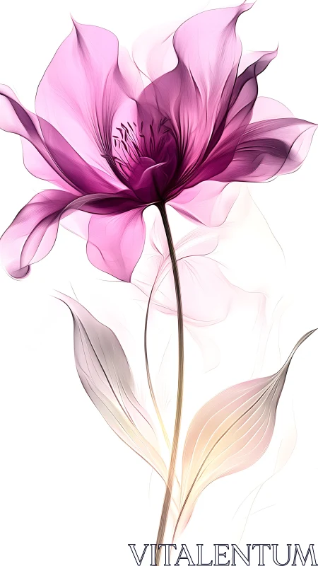 Translucent Pink Dahlia with Gradient Botanical Rendering