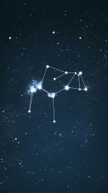 Stellar constellation diagram glows against deep night sky