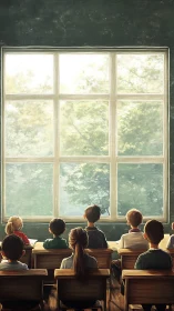 Children Gazing Out Through Nature's Window