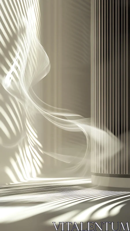 Soft light and striped column in minimal abstract space.
