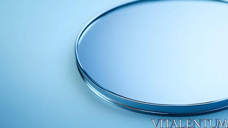 Minimalist close-up of glass petri dish on light blue background.