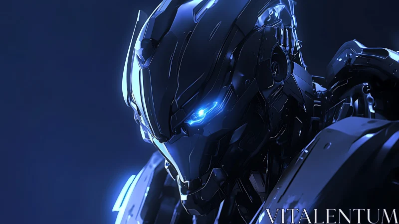 Luminescent combat automaton rendered in high-fidelity detail.