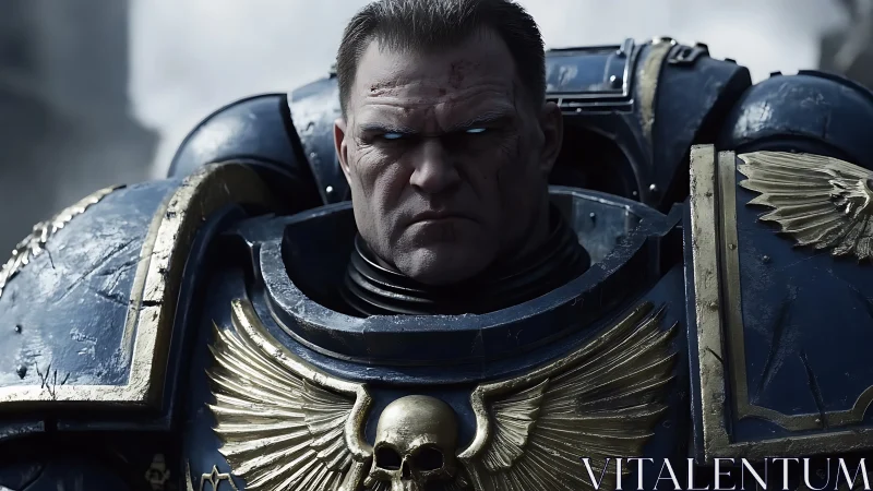 Grim voidborn paladin in gold-trimmed warplate armor.