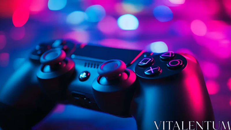 Neon Gamers Unite: Controllers Bathe in Electric Pink and Cyan Dreams