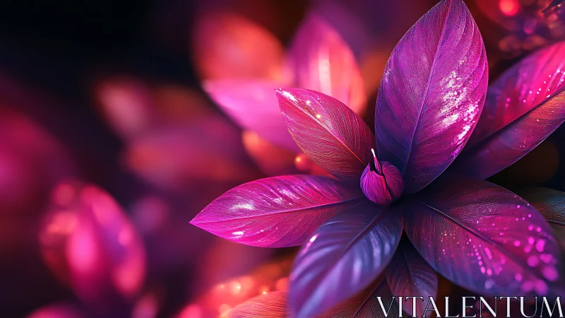 Luminescent Floral Geometry: Neon Petals in Digital Space.